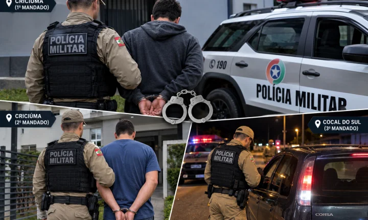 Três mandados de prisão são cumpridos pela Polícia Militar em Criciúma e Cocal do Sul