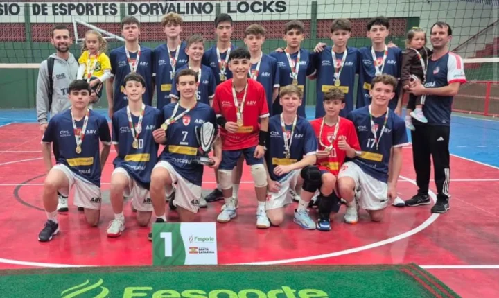 🏐 Voleibol masculino garante título invicto para Braço do Norte na OLESC 2026